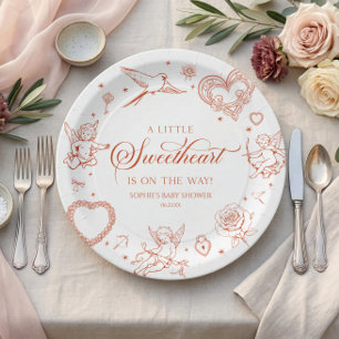 A Little Sweetheart Valentine's Day Baby Shower Paper Plate