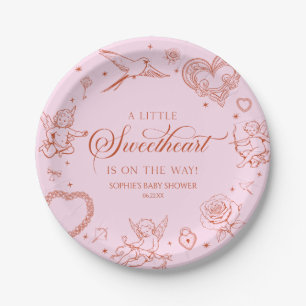A Little Sweetheart Valentine's Day Baby Shower Paper Plate