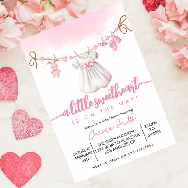 A little Sweetheart Valentine's Girl Baby Shower Invitation (Creator Uploaded)