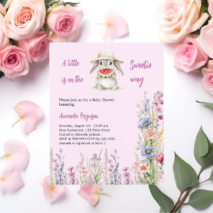 A little Sweetie bunny pink Baby Shower invitation