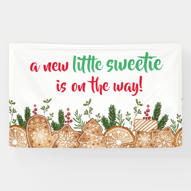 A Little Sweetie Is On Way Cookie Baby Shower Banner (Horizontal)