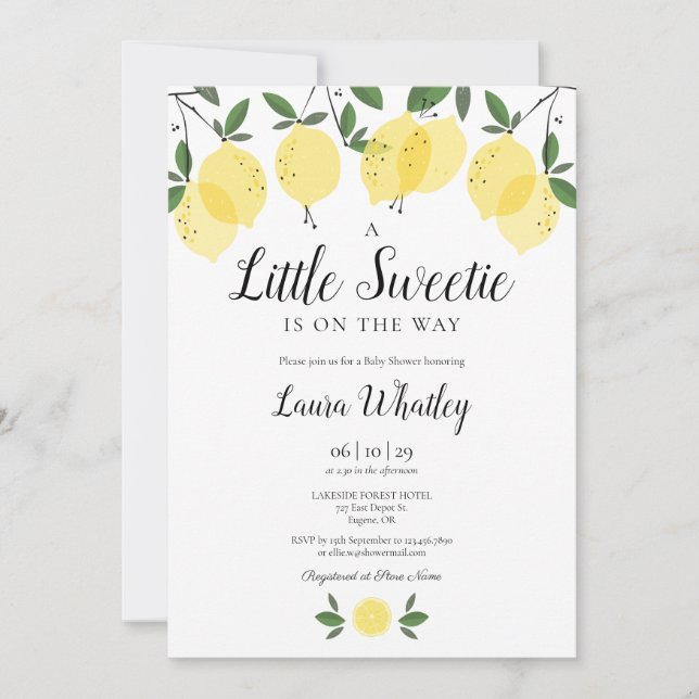 A Little Sweetie Lemon Baby Shower Invitation (Front)