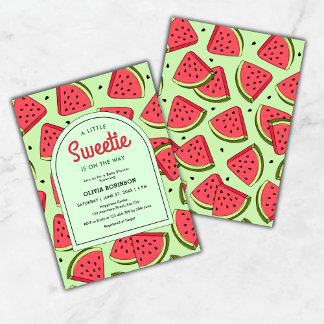 A Little Sweetie Summer Watermelon Baby Shower  Invitation