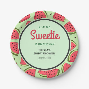A Little Sweetie Summer Watermelon Baby Shower Paper Plate