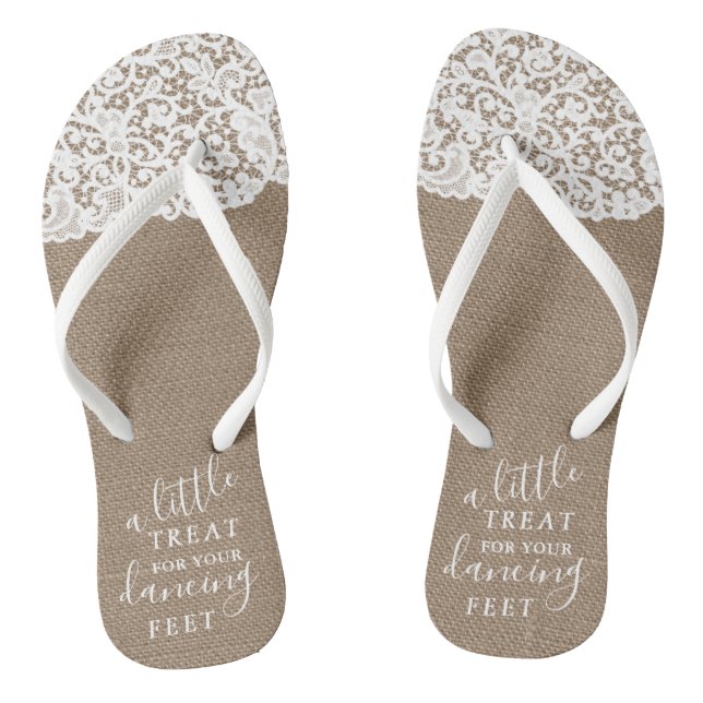 A Little Treat For Your Dancing Feet Burlap & Lace Jandals (Footbed)