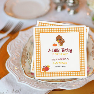 A Little Turkey Baby Shower Fall Thanksgiving  Napkin