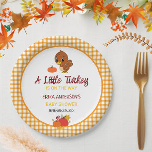 A Little Turkey Baby Shower Fall Thanksgiving  Paper Plate
