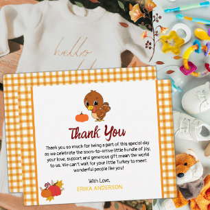 A Little Turkey Baby Shower Fall Thanksgiving  Thank You Card