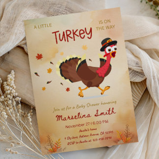 A Little Turkey is on the Way Baby Shower Party Invitation