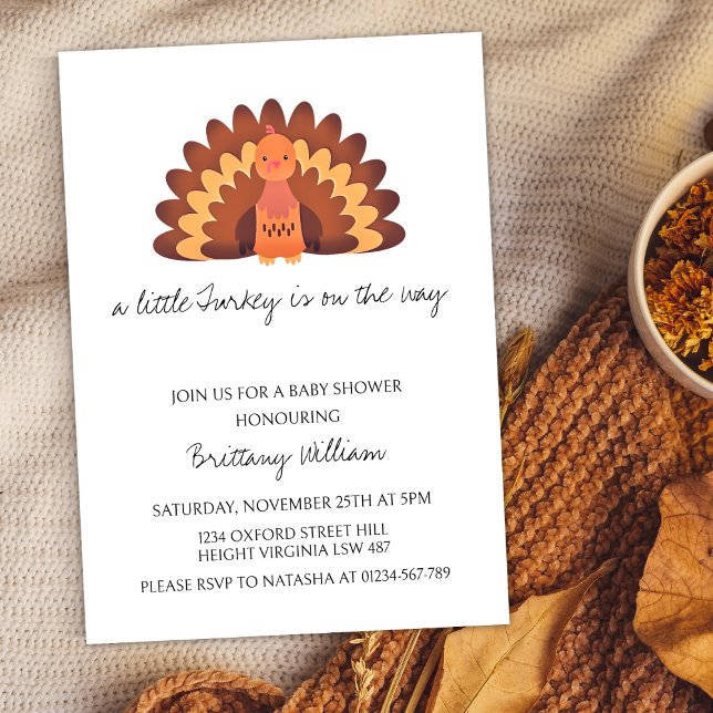 A Little Turkey Thanksgiving Baby Shower Invitation (Creator Uploaded)