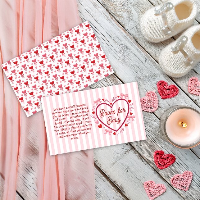 A Little Valentine Pink Baby Shower Books for Baby Enclosure Card (A Little Valentine Pink Coquette | Red Baby Shower Books for Baby Insert Enclosure Card)