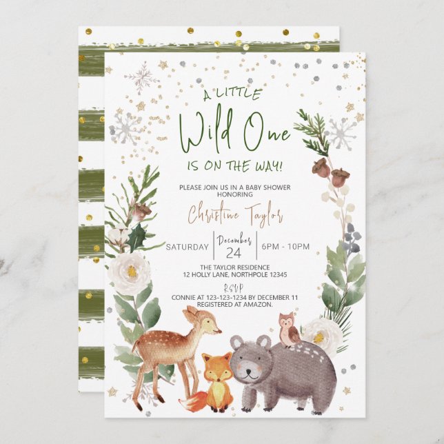 A Little Wild One Baby Shower Invitation (Front/Back)