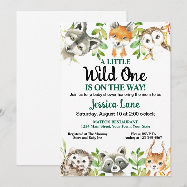 A Little Wild One Baby Shower  Invitation (Front/Back)