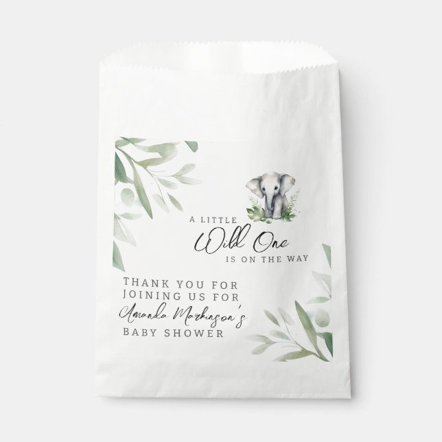 A Little Wild One Elephant Baby Shower Party Favour Bags (Front)