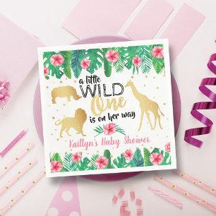 A Little Wild One Is On Her Way Girls Baby Shower Napkin