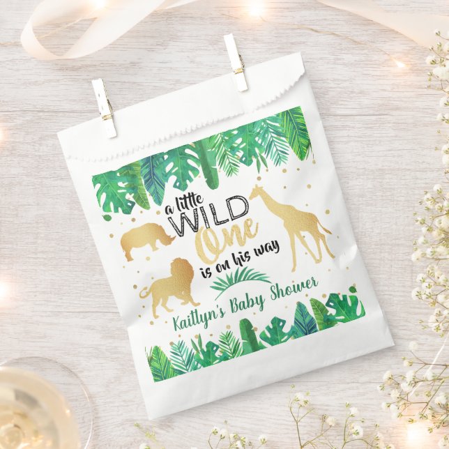 A Little Wild One Is On His Way Boys Baby Shower Favour Bags (Clipped)