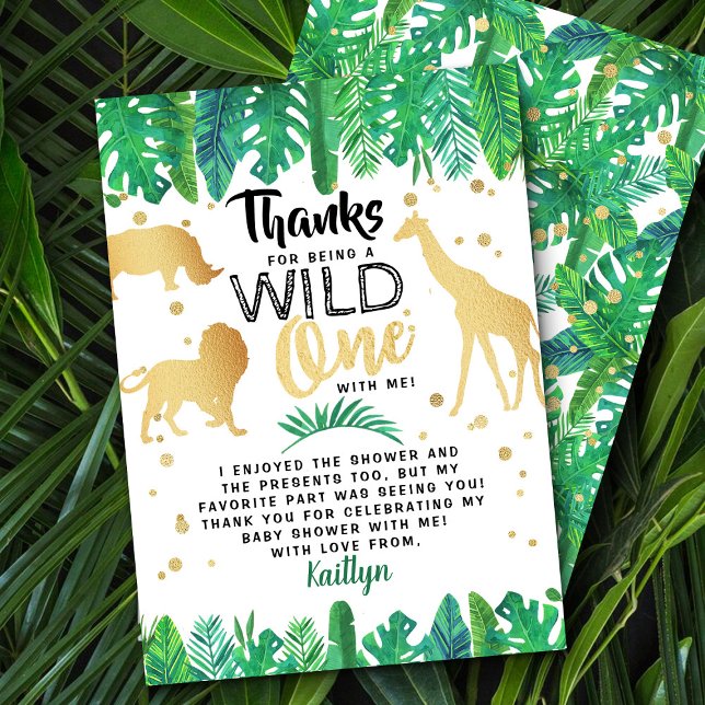 A Little Wild One Is On His Way Boys Baby Shower Thank You Card (Creator Uploaded)