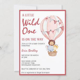 A Little Wild One Is On The Way Pink Baby Shower Invitation