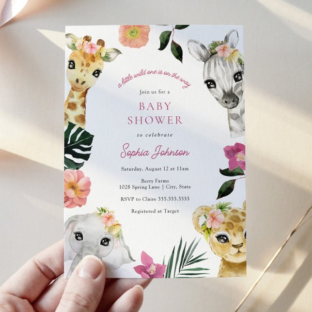 A Little Wild One Jungle Girl Baby Shower Invitation (Creator Uploaded)