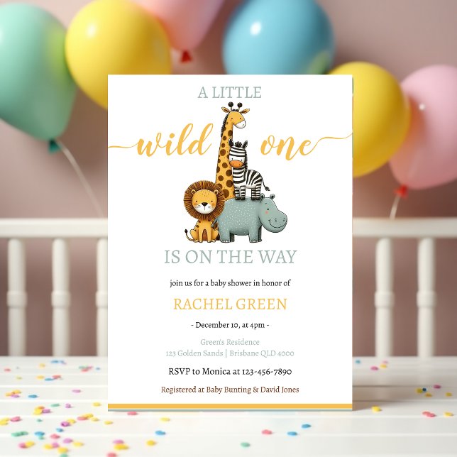 A Little Wild One Jungle Safari Baby Shower Invitation (Creator Uploaded)