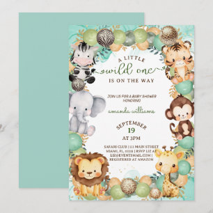 A little wild one safari animal baby shower invitation