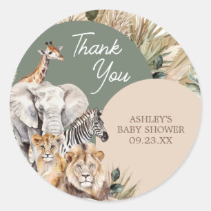 A Little Wild One Safari Animals Baby Shower Classic Round Sticker