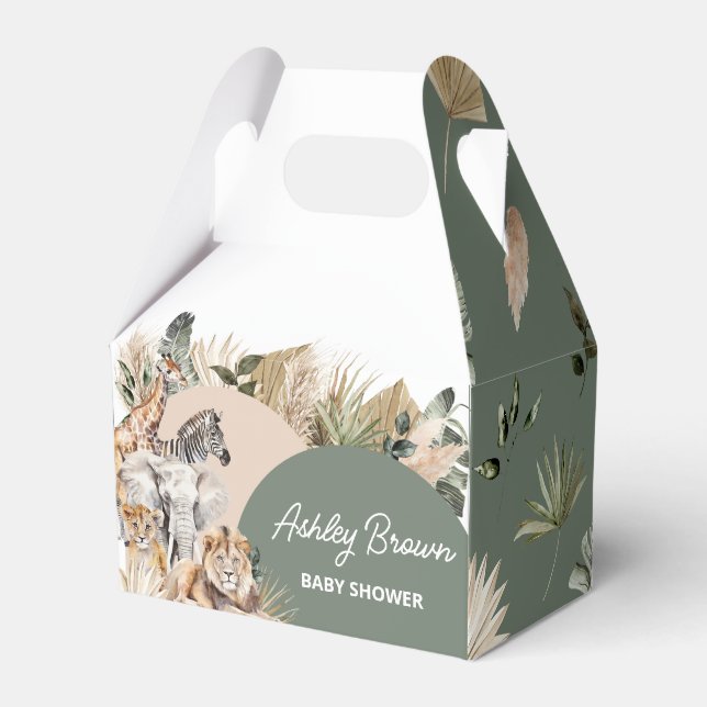 A Little Wild One Safari Animals Baby Shower Favour Box (Front Side)