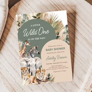 A Little Wild One Safari Animals Baby Shower Invitation