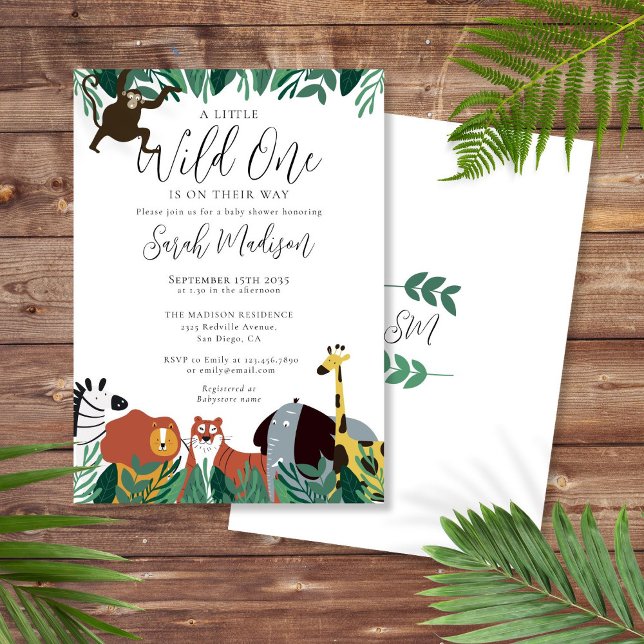 A Little Wild One Safari Animals Baby Shower Invitation (A Little Wild One Safari Animals Baby Shower Invitation)