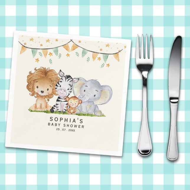 A Little Wild One Safari Animals Baby Shower Napkin (Creator Uploaded)