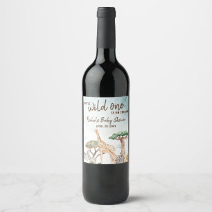 A Little Wild One Safari Animals Baby Shower  Wine Label