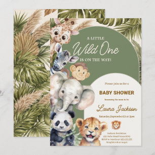 A Little Wild One Safari Baby Animals Baby shower Invitation