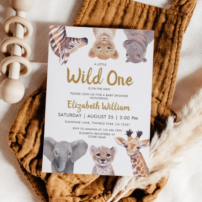 A Little Wild One Safari Baby Animals Baby Shower  Invitation (Creator Uploaded)