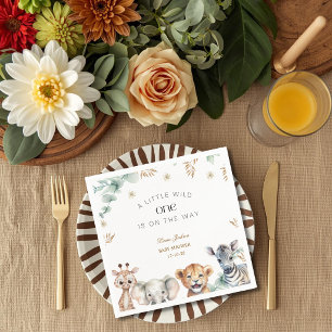 A Little Wild One Safari Baby Animals Baby shower Napkin