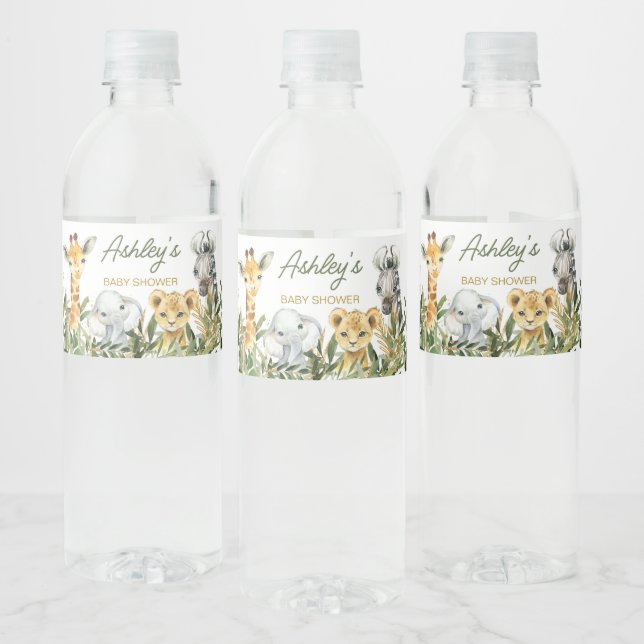 A Little Wild One Safari Baby Shower  Water Bottle Label (Bottles)
