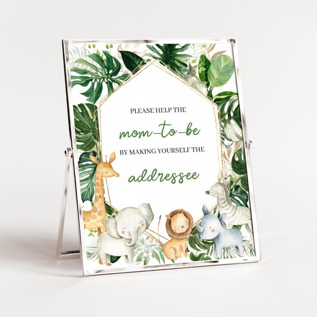 A Little Wild One Shower Envelope Station Sign (Jungle Safari Animals Baby Shower Envelope Station Sign)