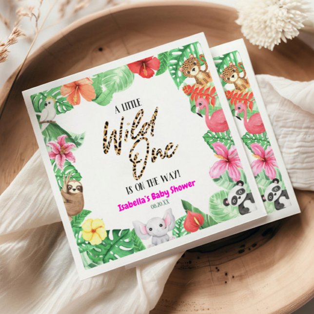 A Little Wild One Tropical Animal Baby Shower Napkin (Creator Uploaded)