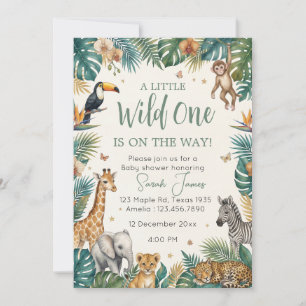 A Little Wild One Tropical Safari Animals Invitation