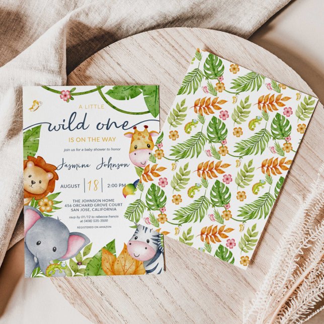 A Little Wild One Zoo Animal Jungle Baby Shower In Invitation (Creator Uploaded)