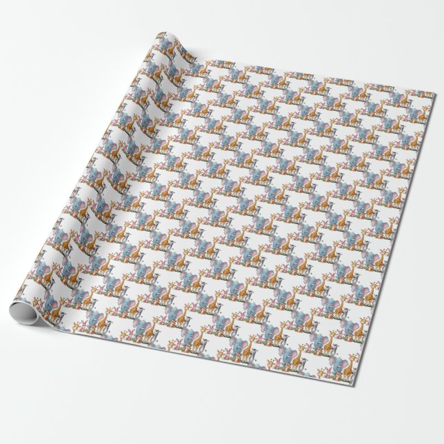 A little wild safari It's boy baby shower Wrapping Paper (Unrolled)