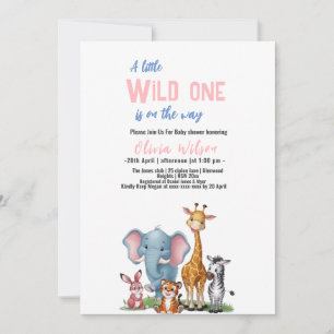 A little wild safari it's girl baby shower invitation