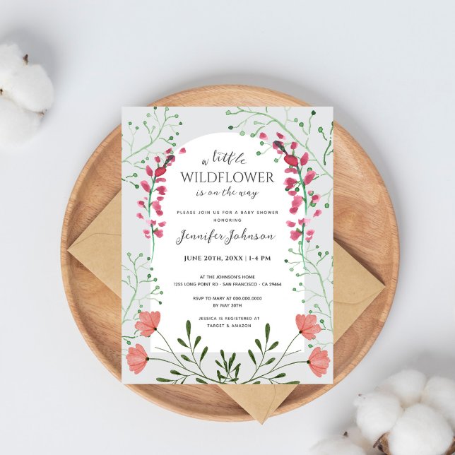 A Little Wildflower Arch Baby Shower Invitation Postcard (Creator Uploaded)