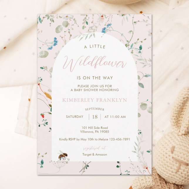 A little Wildflower Baby Bee Girl Baby Shower Invi Invitation (Creator Uploaded)