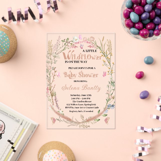 A Little Wildflower Baby Girl Shower  Acrylic Invitations (Insitu (Celebration))