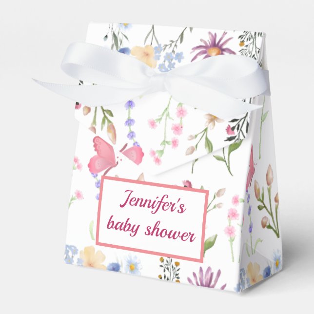 a little wildflower baby girl shower favour box (Front Side)