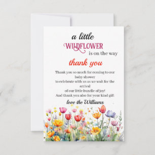 a little wildflower baby girl shower thank you card