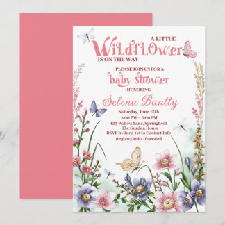 A Little Wildflower Baby Girl Shower Watercolor Invitation