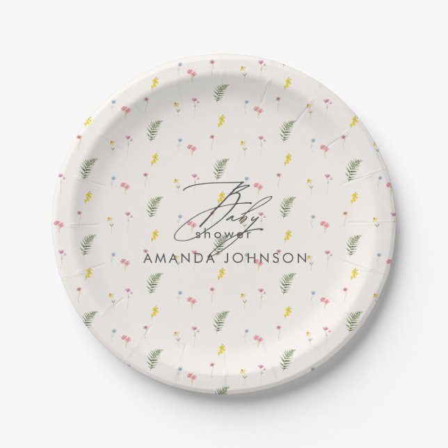 A little wildflower baby in bloom baby Paper Plate (Front)