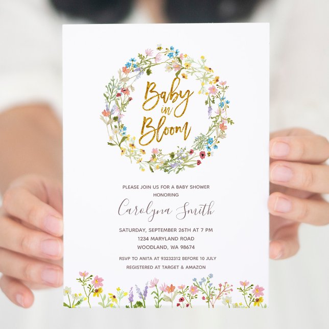 A little Wildflower Baby in Bloom Baby Shower Invitation (Creator Uploaded)