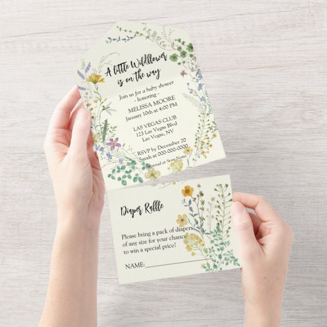 A Little Wildflower Baby Shower All In One Invitation (Tearaway)